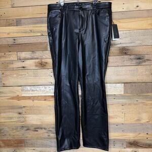 NYDJ Leather Pants Womens 16 NWT Black Straight Leg Edgy Rocker Club Biker Babe